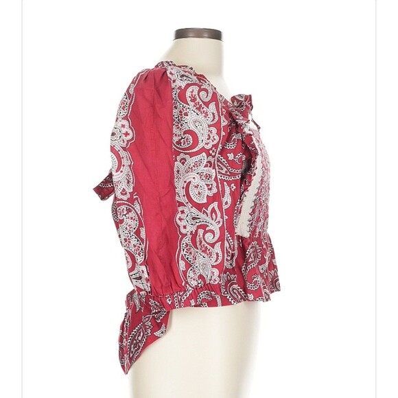 SEA New York Red Paisley Bandana Embroidered Open Back Theodora Top Size L - Picture 9 of 10